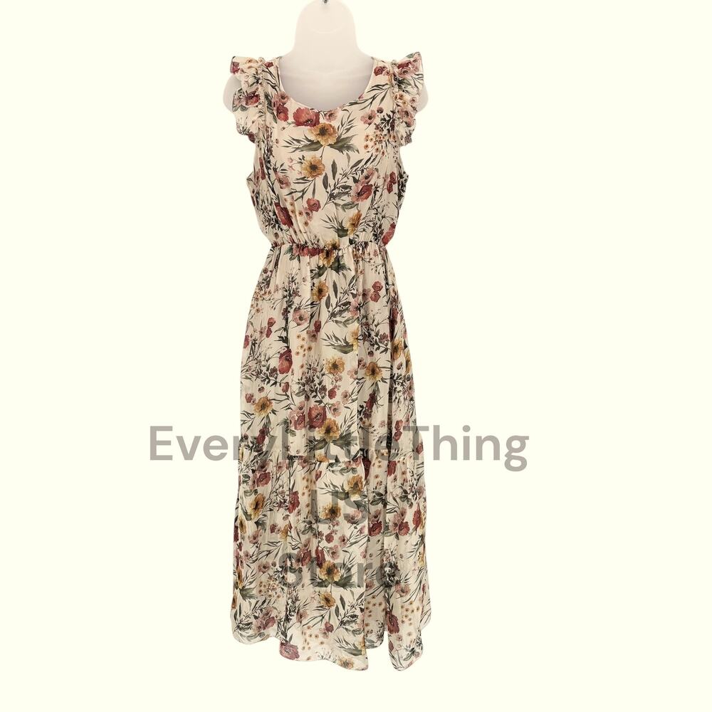 Le Ragazze Maxi Dress S Silk Floral Ruffle Romantic Cottagecore Fairy Italy